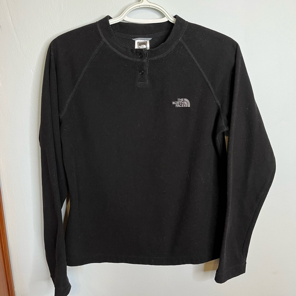 North Face Black TKA Micro Fleece Layer Quarter Snap M VGUC